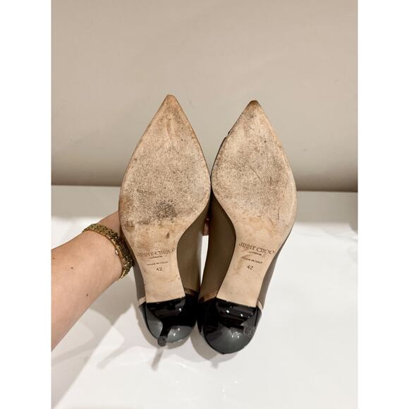 Jimmy Choo Tricolor Patent and Leather Pointed Toe Pumps Brown Women's EU 42 - Picture 8 of 8